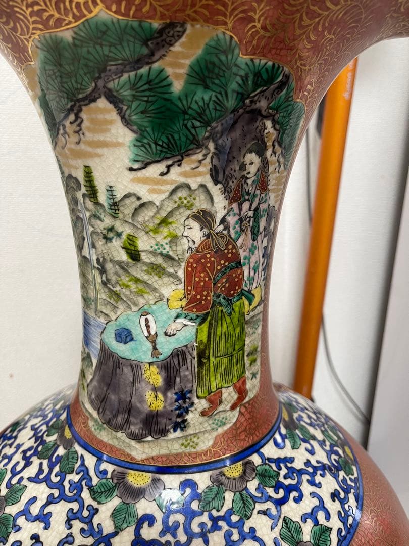 Shine TLS樣限定 七福神 角福刻印あり 豪華色絵 希少 壺 花瓶 金彩