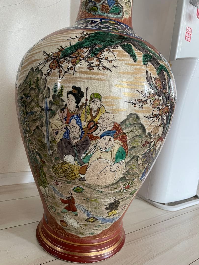 Shine TLS樣限定 七福神 角福刻印あり 豪華色絵 希少 壺 花瓶 金彩