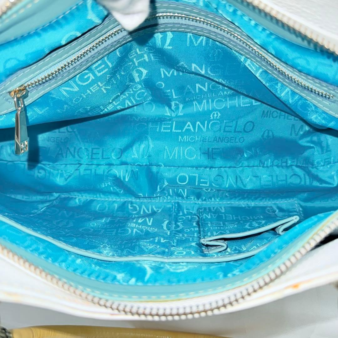 ✨良品✨ ミケランジェロ ビジュー 装飾 型押しレザー トート ハンドバッグ