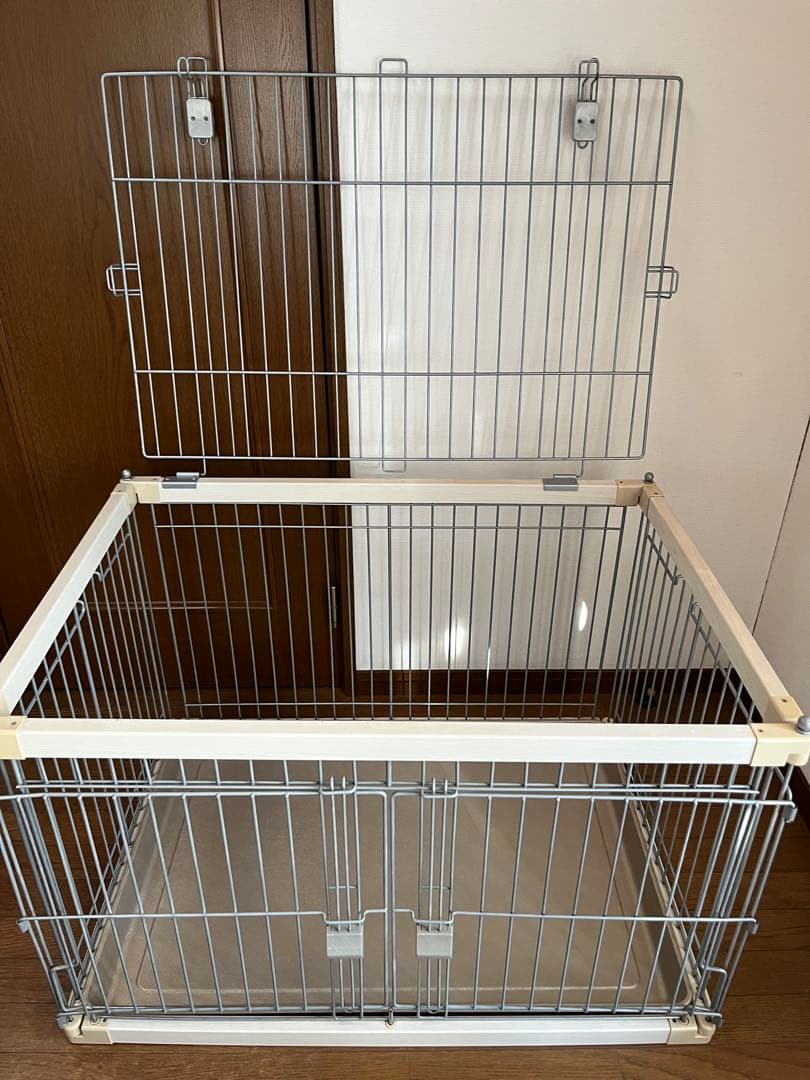 【送料込】アイリスオーヤマ 犬 ケージ ウッディサークル　アイボリー　屋根付き