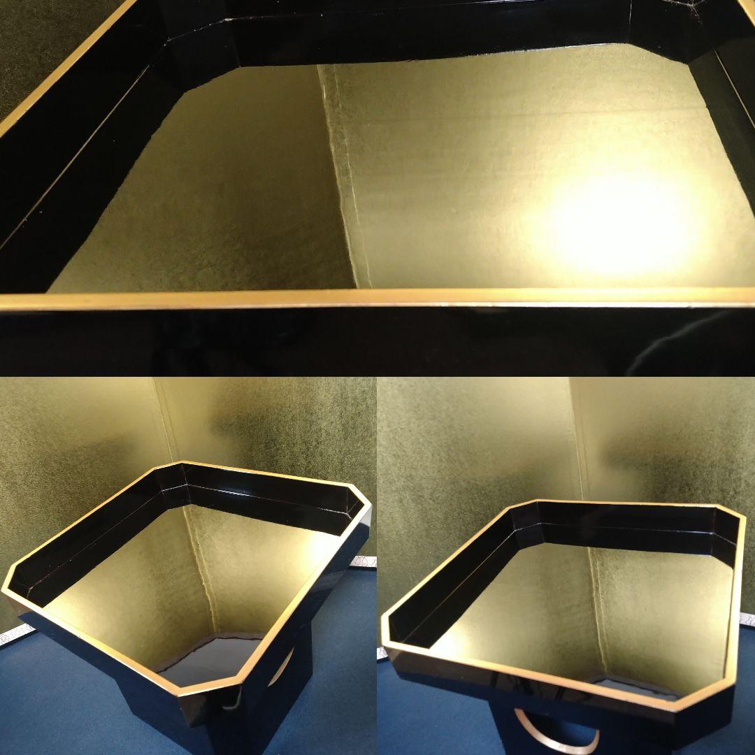 AH65 三宝 輪島塗 神具 仏具 お供え置 木製 黒漆塗 縁金彩