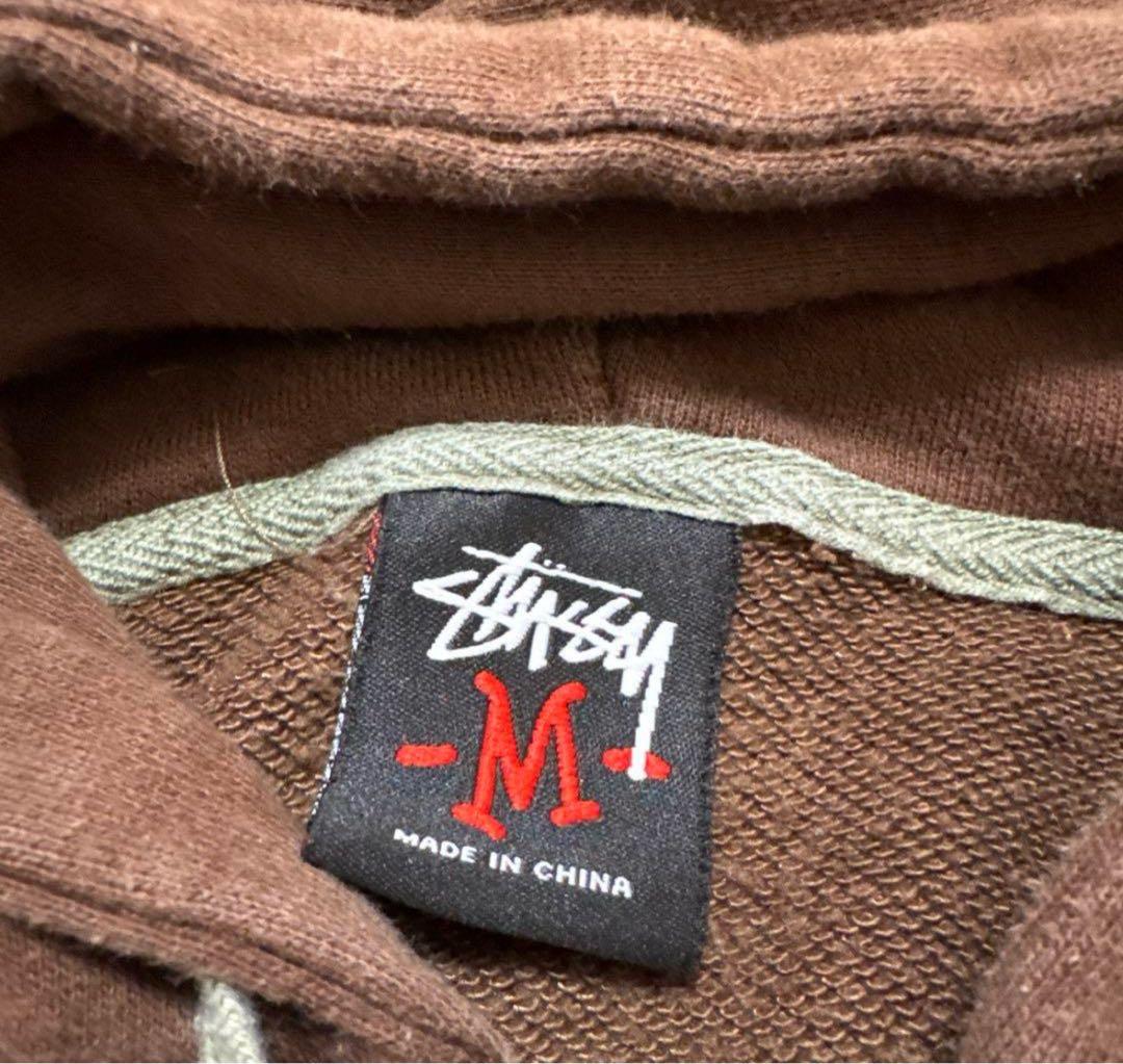 Stussy ブラウン フード付きジップパーカー
