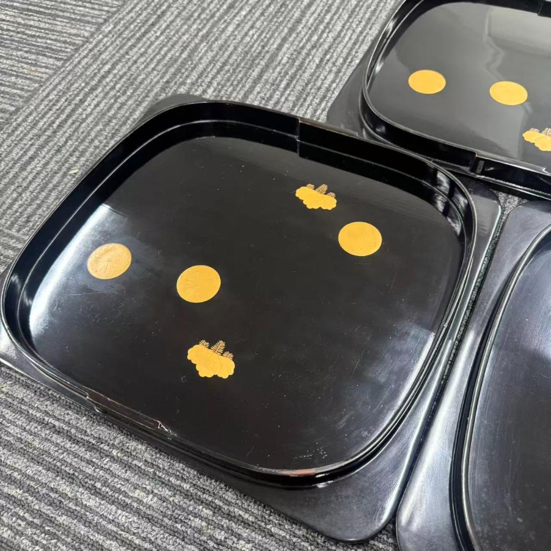 輪島塗　時代物時絵　御会席膳漆器セット　共箱