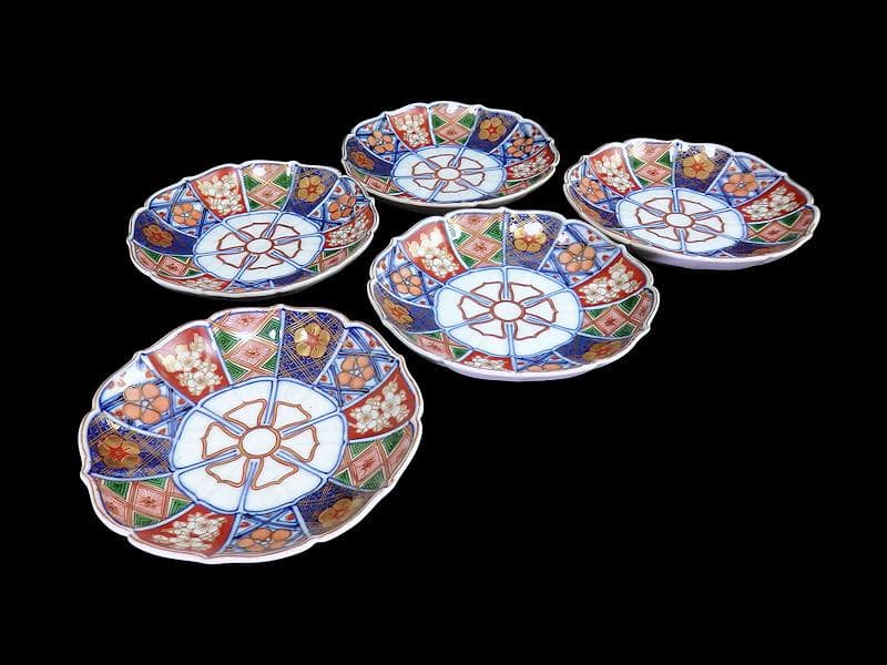 大聖寺伊万里　金襴手 菊皿　4寸半皿　5客　E046AS-CYb