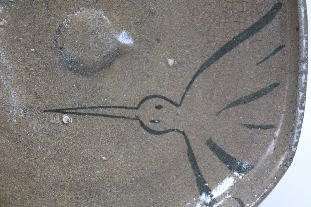 江戸　絵唐津　雁紋菓子皿　共箱　送料込み0805