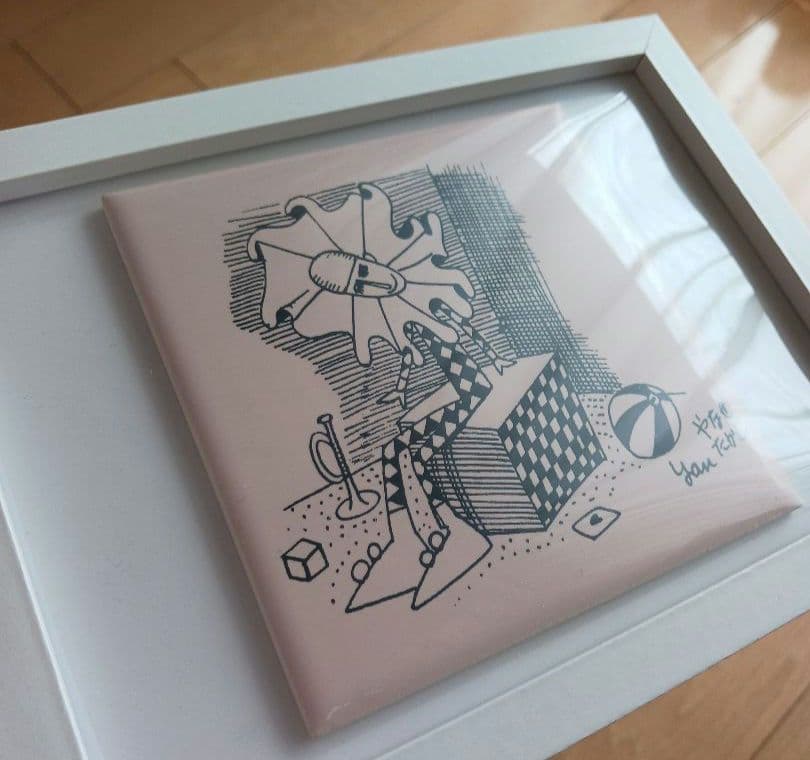 やなせたかし　タイル　絵画サイン入作品　陶器製　ピエロ画　希少レア　道化師