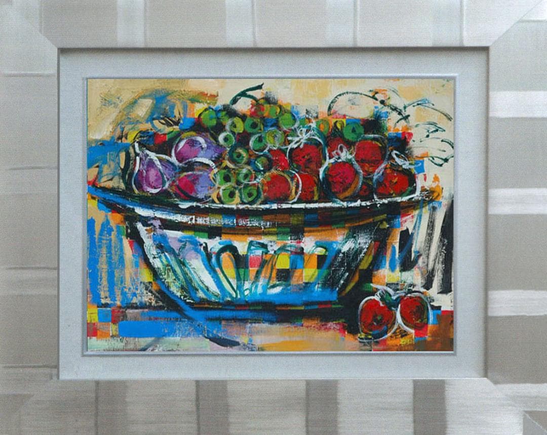 油絵 菅家令子 絵 絵画 インテリア 額付(白) uF6-120209 果物