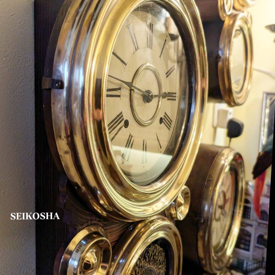 アンティーク掛時計　古時計　四つ丸　ダルマ掛時計　精工舎