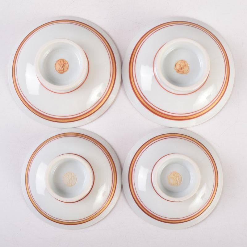 丹山窯　小峠葛芳作　赤絵金彩　組盃　酒杯　共布共箱　2点まとめて　C　8449