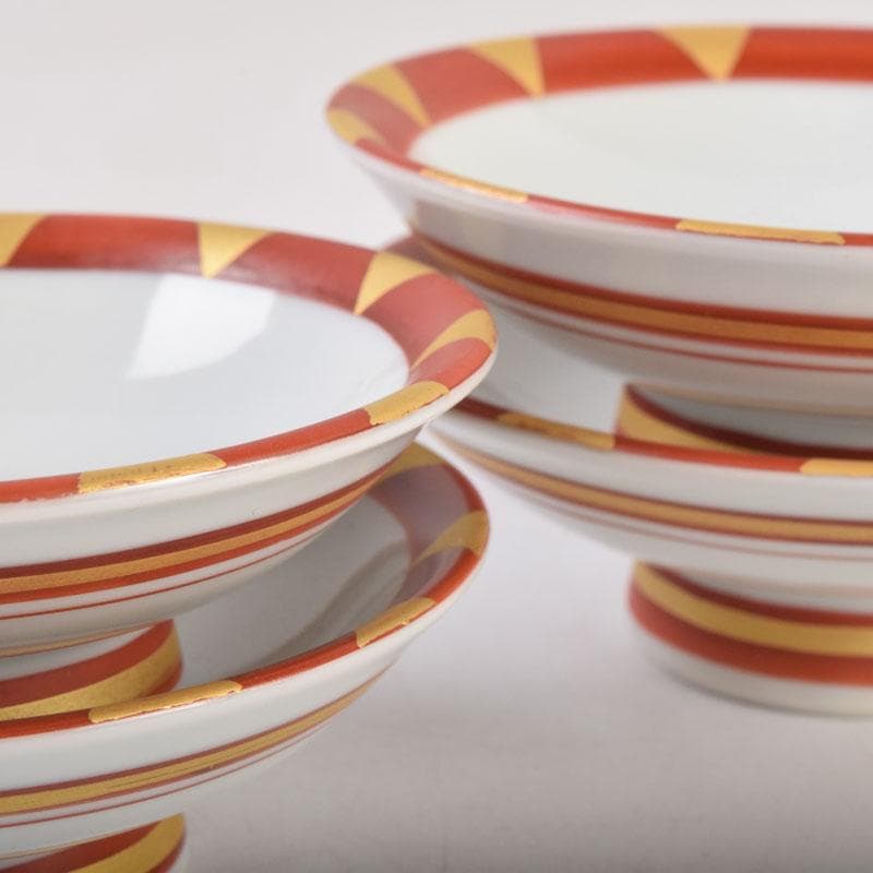 丹山窯　小峠葛芳作　赤絵金彩　組盃　酒杯　共布共箱　2点まとめて　C　8449