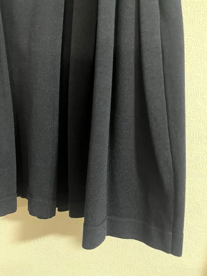 極美品⭐︎FOXEY ネイビーフレアスカート ウエストゴム　膝丈