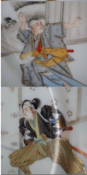 送料無料大正時代百田造幻の横浜焼忠臣蔵図皿 径18ｃｍ★大珍品★ 本物保証④