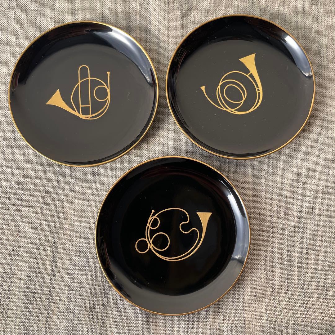 ホルン ラッパ 京都 漆器 象彦 手塩皿 豆皿 6枚 木箱入り 赤 黒