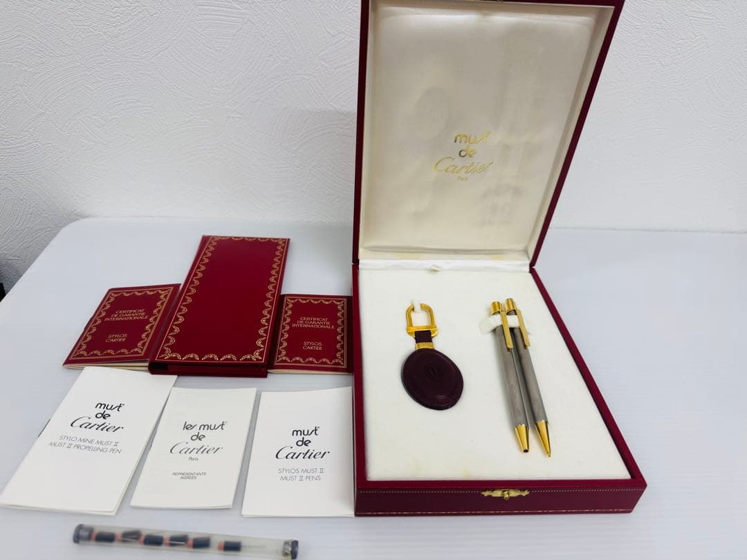 【希少·美品】must de Cartier ペンセット＆キーホルダー 箱付