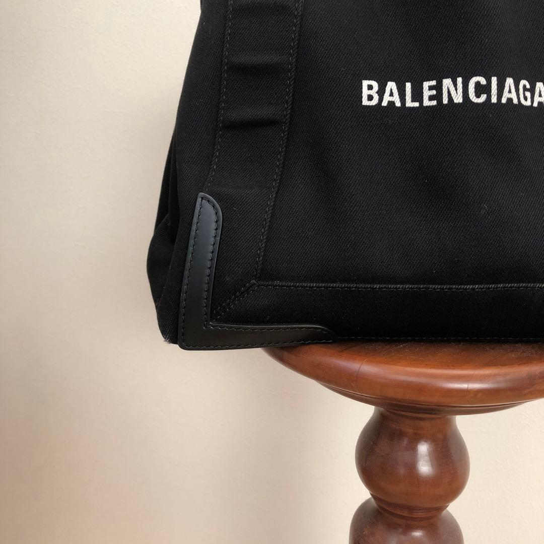 【美品】バレンシアガ　ネイビーカバスS　ハンドバッグ　キャンバス　ポーチ　黒