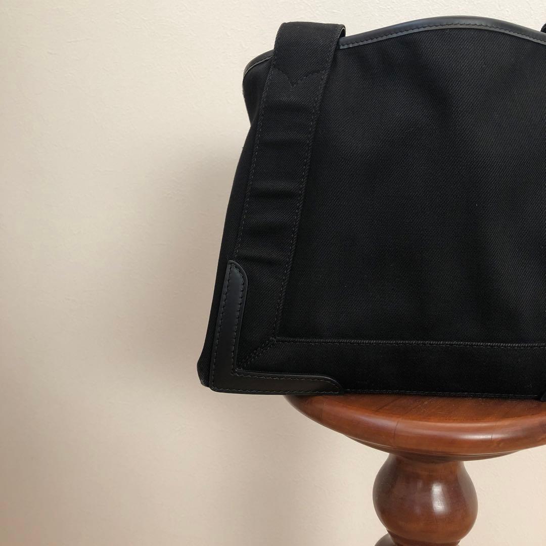 【美品】バレンシアガ　ネイビーカバスS　ハンドバッグ　キャンバス　ポーチ　黒