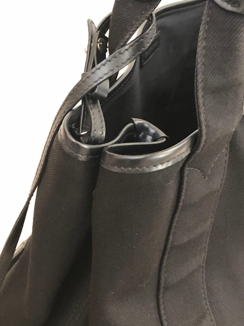 【美品】バレンシアガ　ネイビーカバスS　ハンドバッグ　キャンバス　ポーチ　黒