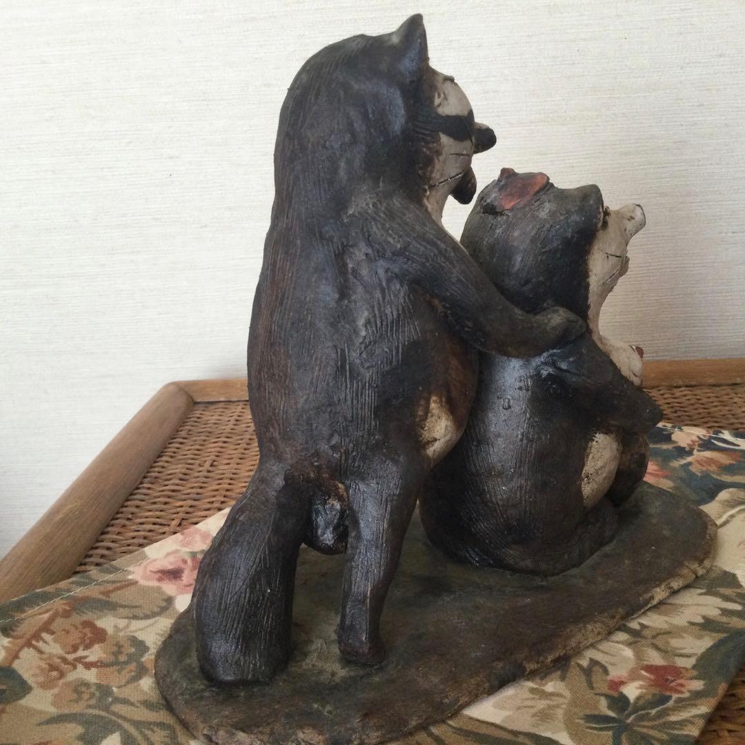 ☆信楽焼＊伝統工芸士の夫婦狸の置物(未使用品)