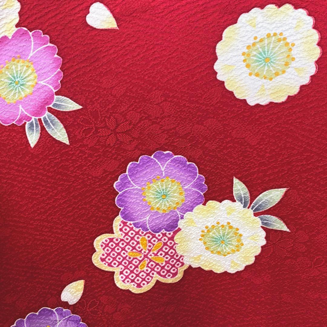 ⭐︎K0810 美品 正絹 振袖 レンタル店放出品 ガード加工 花柄 赤 9号