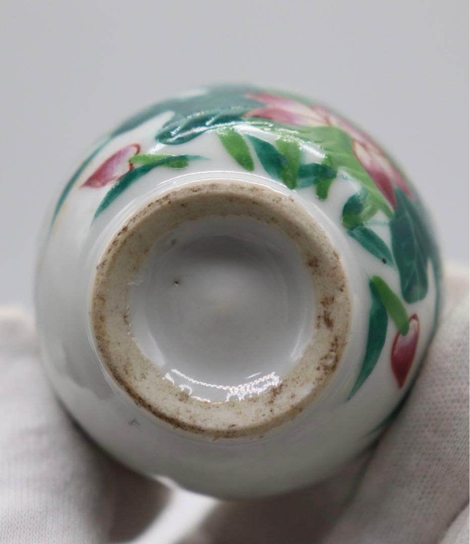 中国　清時代　粉彩蓋物　花中君子　茶入　送料込み1008