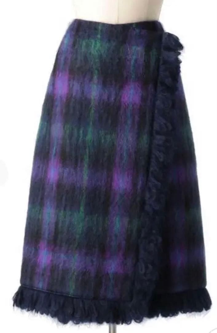 2019AW drawer ドゥロワー チェックフリンジラップスカート