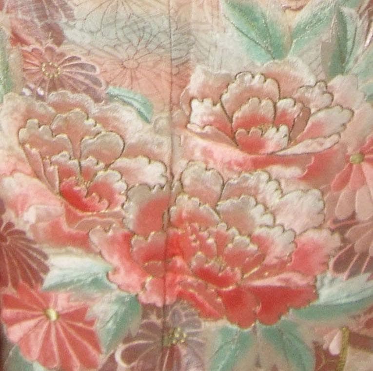 振袖フルセット　牡丹手刺繍と絞り染め　銀彩 やまと誂製　L7
