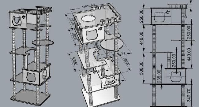 アウトレット　天空のキャットタワー 木製 宇宙船　展望台　大型 168cm