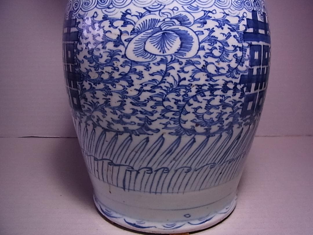 中国　古い染付花瓶(大)　 飾壷 　高約43.5cm