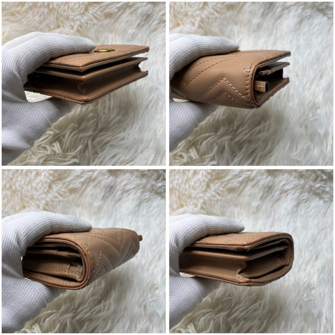 極美品 現行✨グッチ 折り財布 マーモント キルティング レザー ベージュ