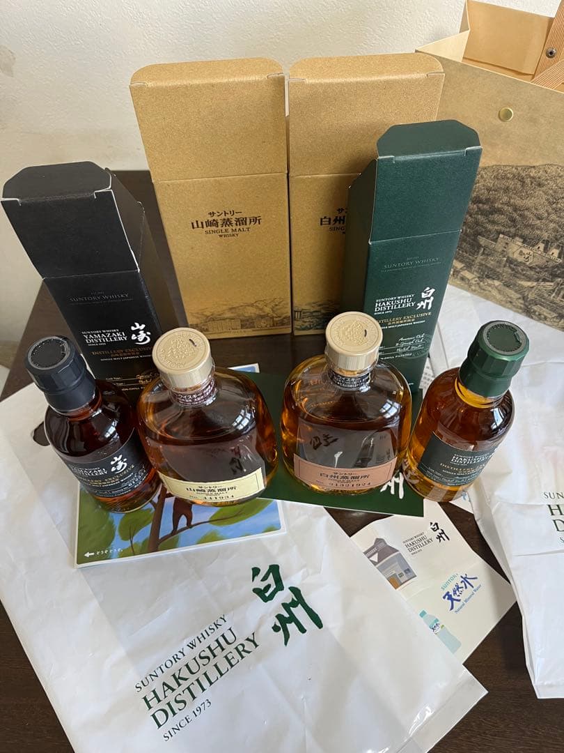 サントリー白州　山崎、蒸溜所限定　ウイスキー　180ml 4本セット