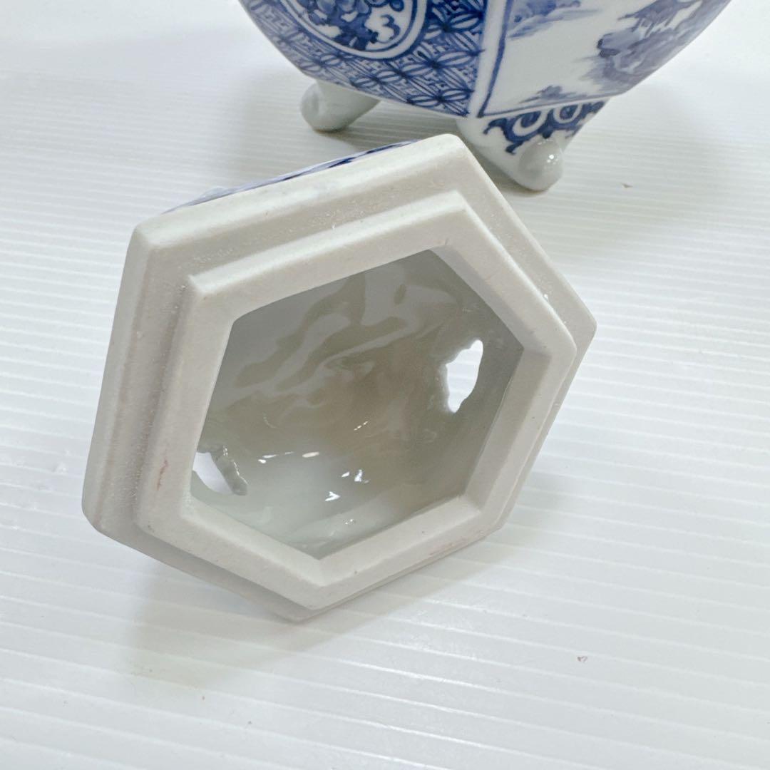 k553 九谷　香炉　三つ足　九谷焼 シーサー