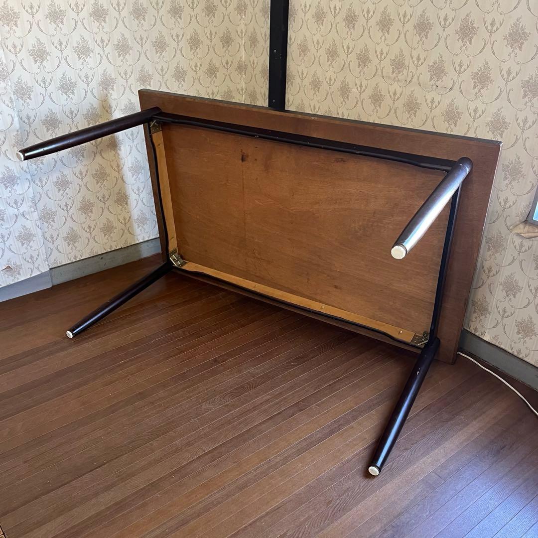 【アンティーク】昭和レトロ 木製 大理石柄 天板 ダイニングテーブル 古家具