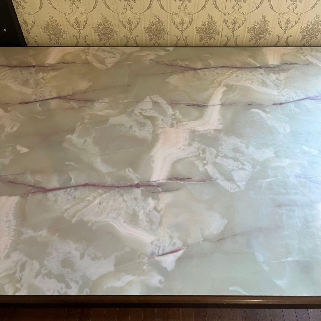 【アンティーク】昭和レトロ 木製 大理石柄 天板 ダイニングテーブル 古家具