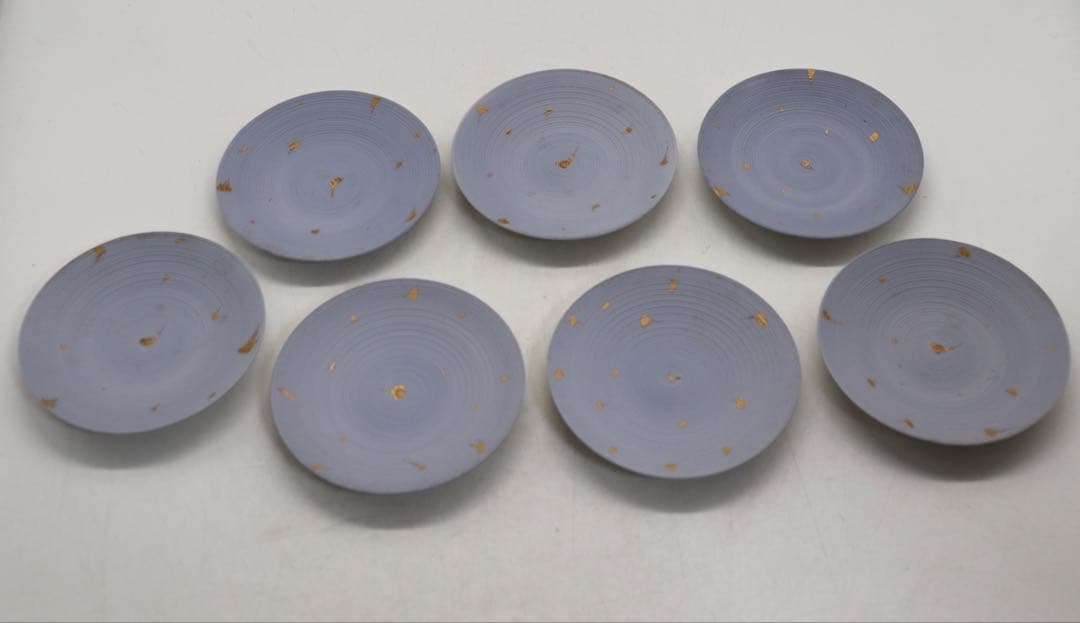 坂田甚内作　箔押小皿7点　菓子器　茶道具　送料込み250822