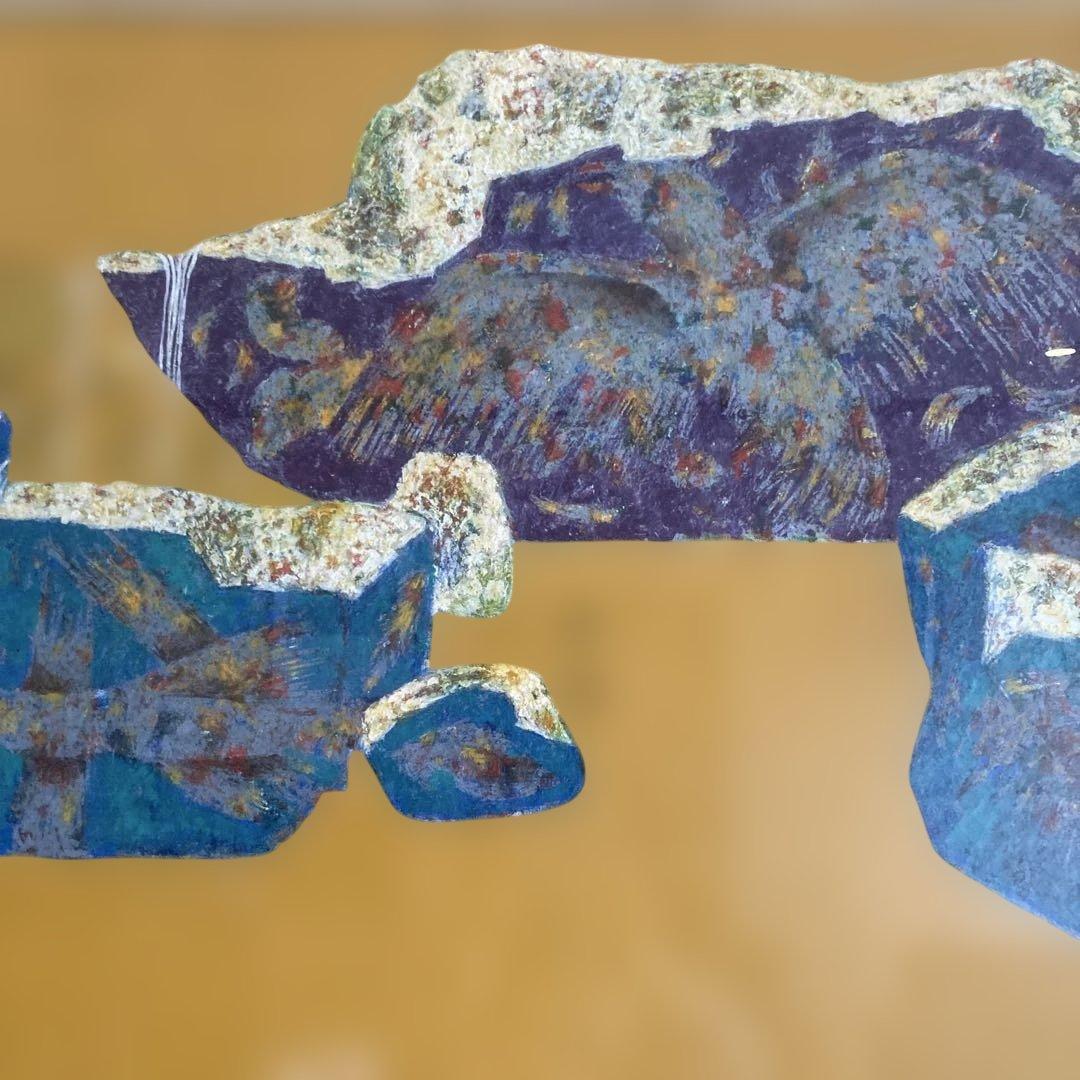 風景画　作:滝洋子 『化石』　【実寸】横100cm ✖️縦84cm✖️ 奥行6cm