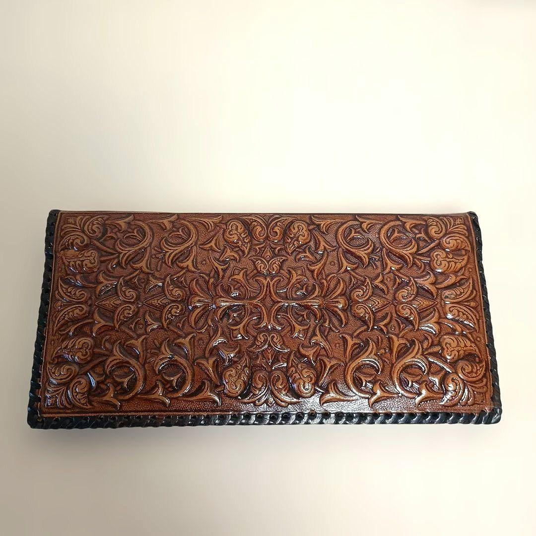 スペイン？型押し長財布　ヴィンテージ
