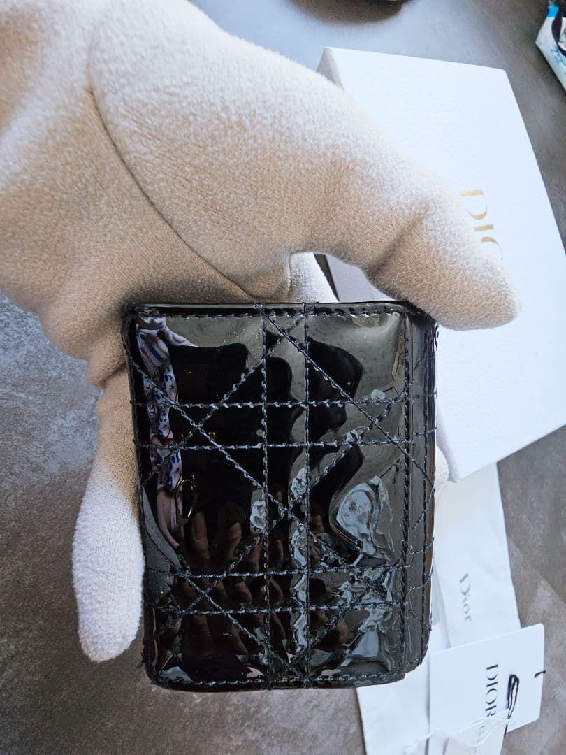 【美品】Lady Dior Lotus クリスチャンディオールミニウォレット
