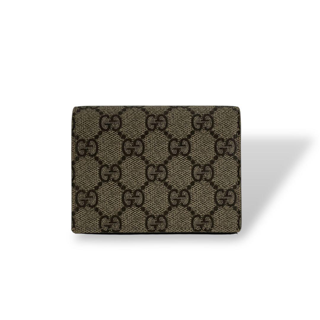 グッチ　GGスプリーム　二つ折り財布　コンパクト財布　ミニ財布　ベージュ　PVC