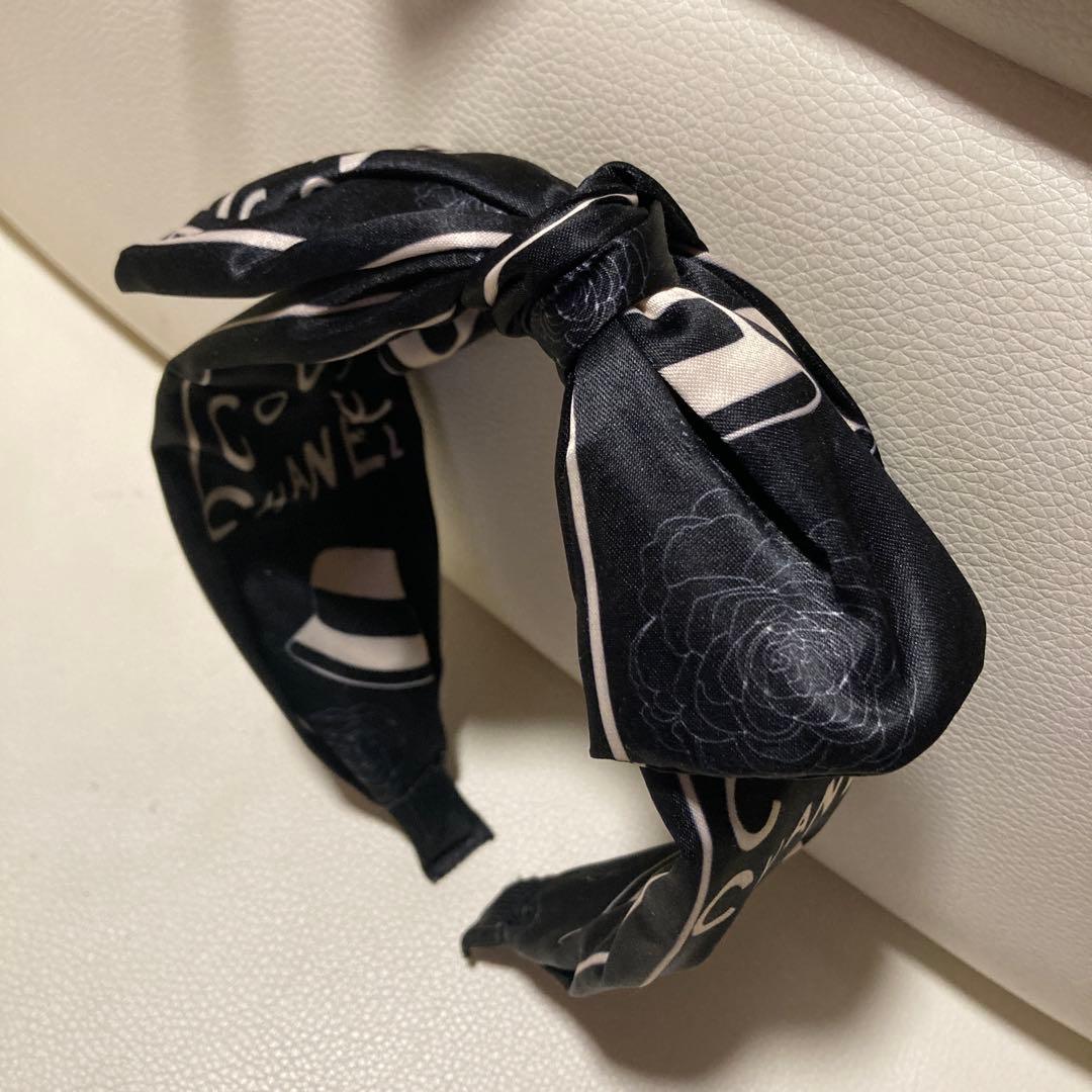 CHANEL リボン付きヘアバンド 黒