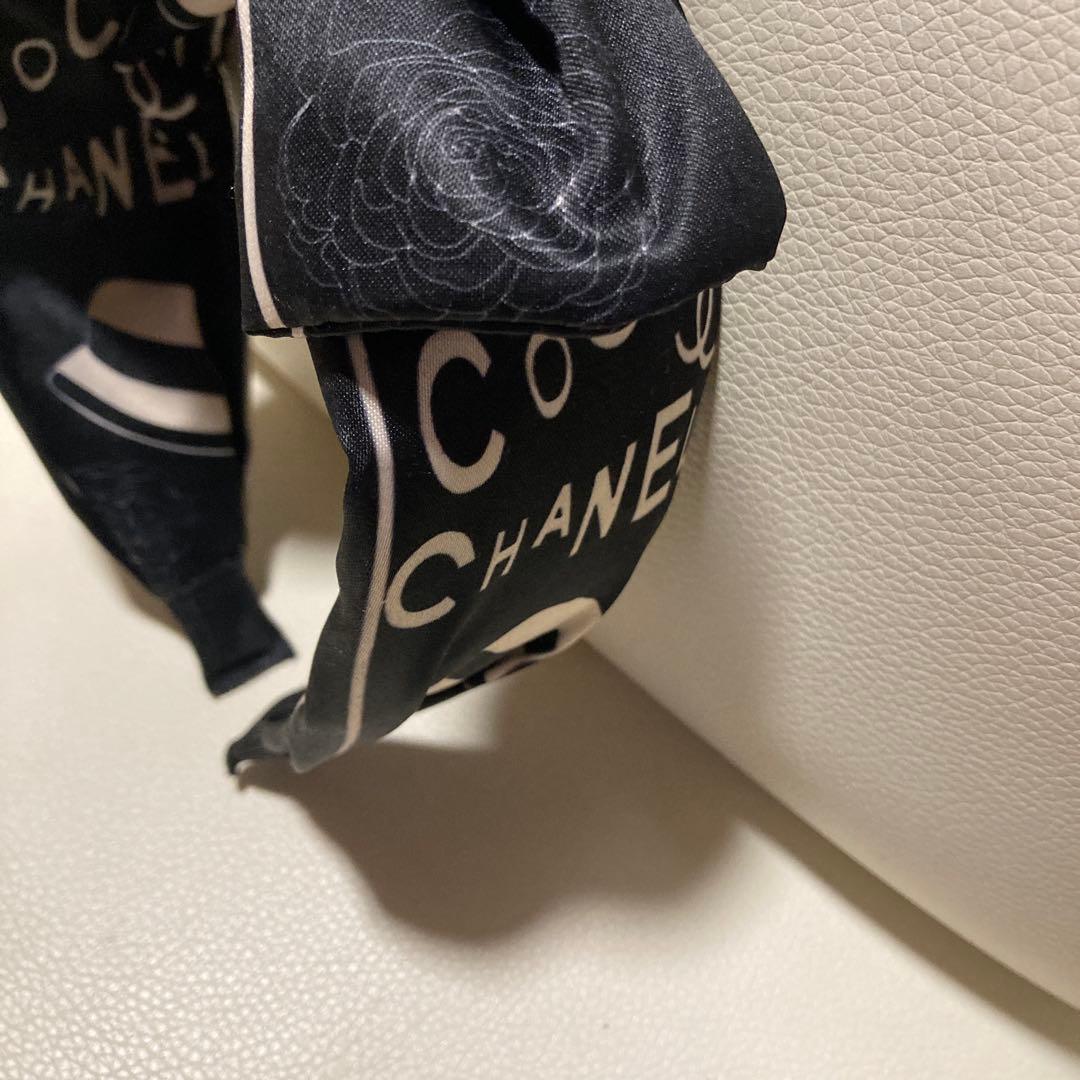 CHANEL リボン付きヘアバンド 黒