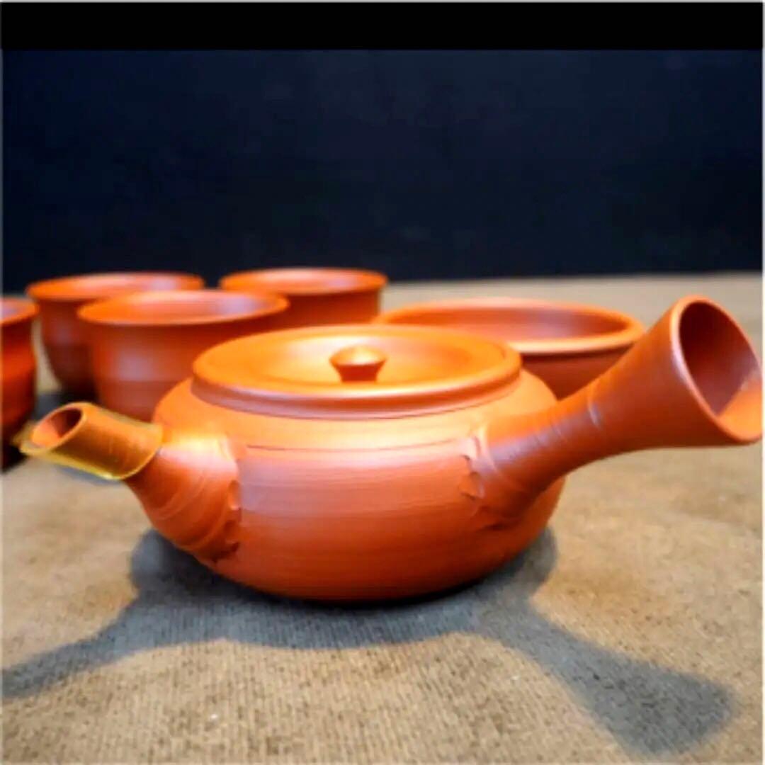 村越　風月　常滑名工 村越風月　横手　湯呑　さまし　朱泥 急須 茶注 煎茶道具