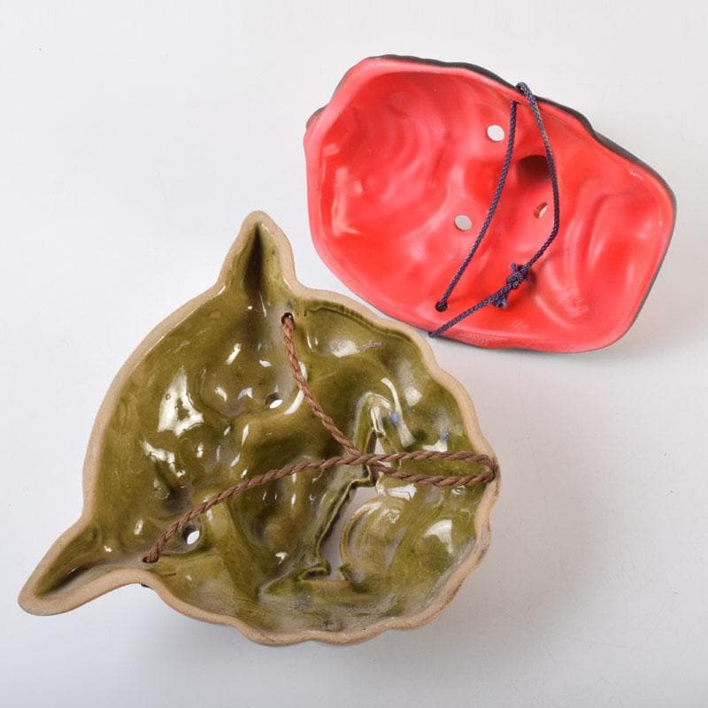 能面　能楽　雅楽　陶器製　獅子　天狗　お面　2点まとめて　N　9081A