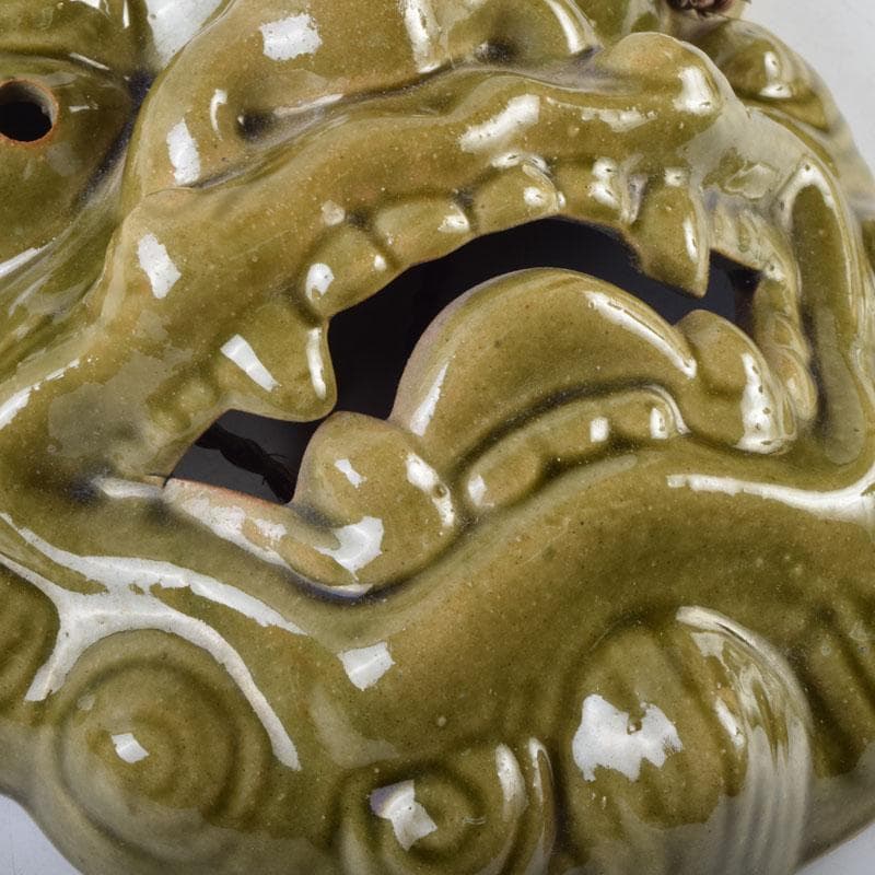 能面　能楽　雅楽　陶器製　獅子　天狗　お面　2点まとめて　N　9081A