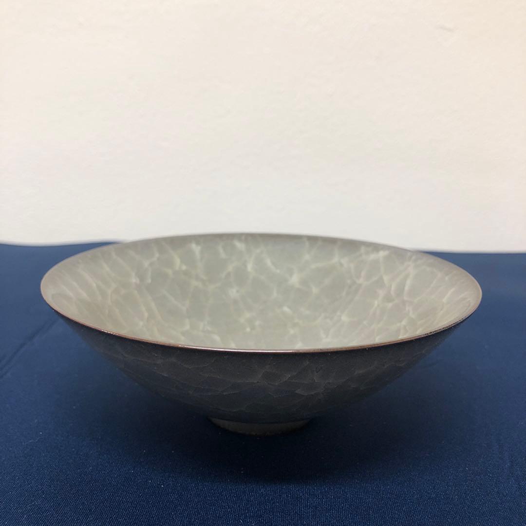 鈴木三成 作 青磁 貫入 茶碗 / 小鉢 銘あり 伝統工芸 日本陶芸展作家