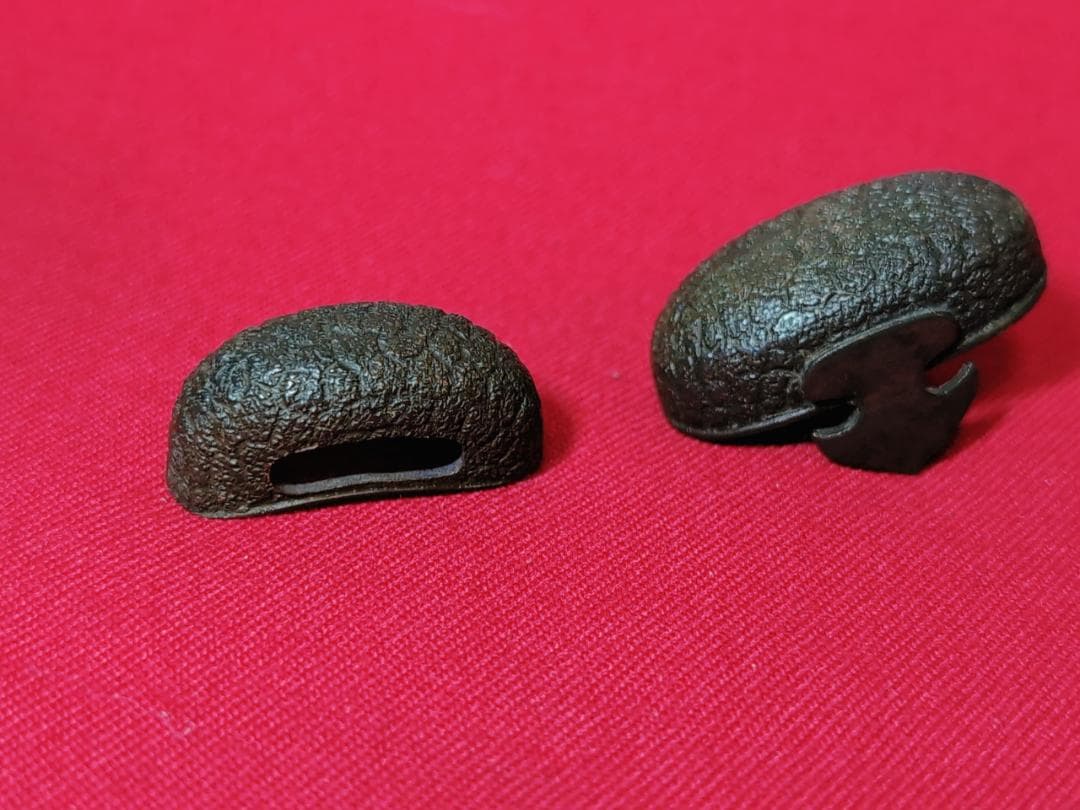 縁頭 銅 亀甲紋？ 鐺金具 拵 日本刀 刀装具 骨董 古美術 江戸時代 縁頭