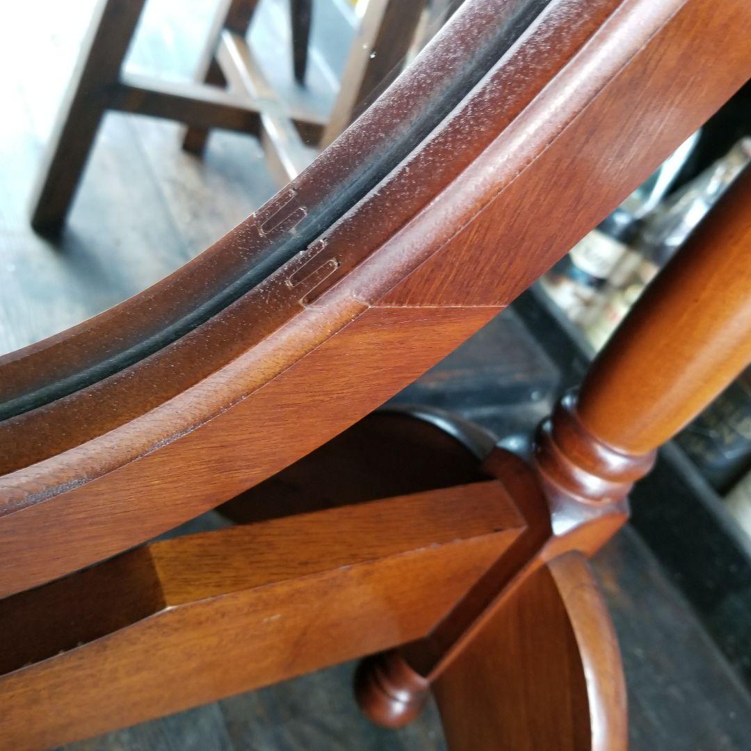 希少　美品　大型　オーバル　チーク　ウッド　カラー　無垢　硬木製　スタンドミラー