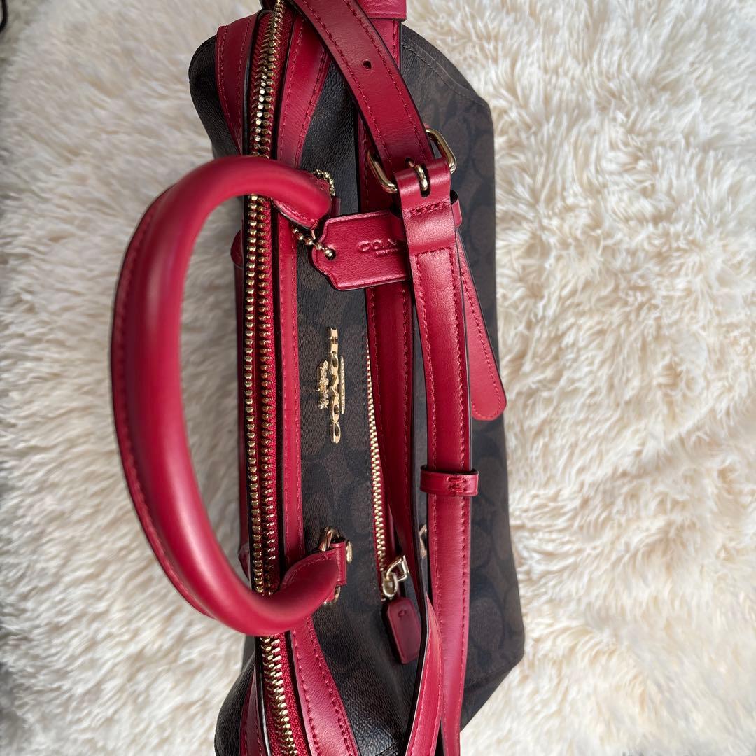 COACH ブラウン レッド ハンドバッグ
