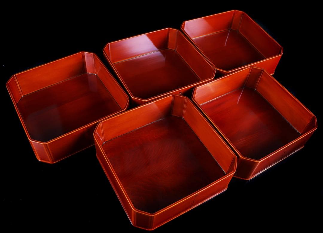 飛騨春慶塗 大徳寺 十客 縁高 共箱 茶道具 茶懐石道具弁当箱 共箱 会席