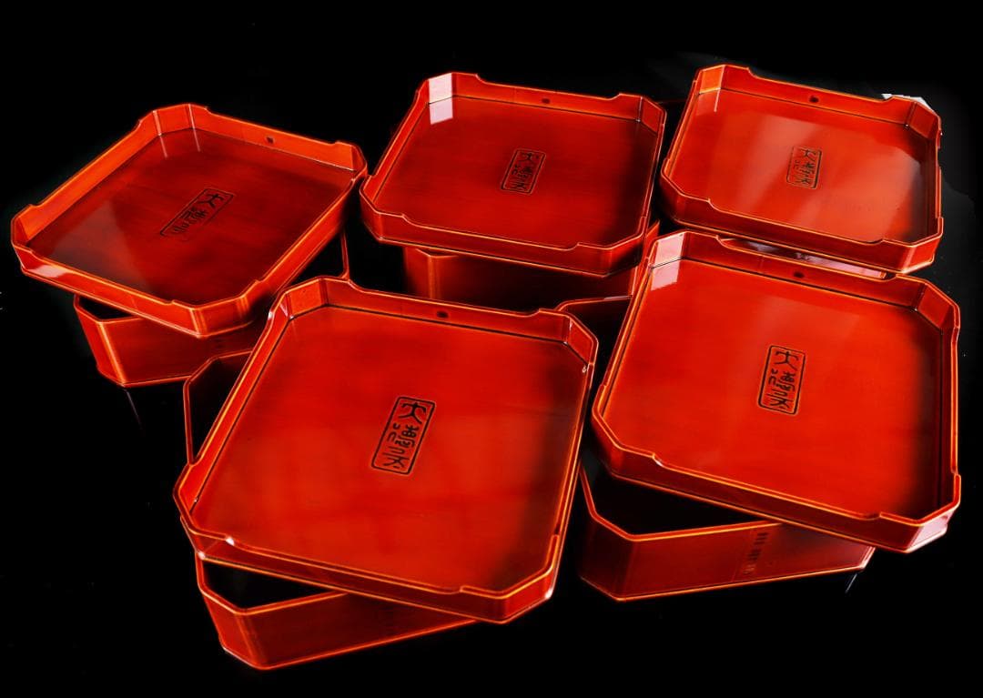 飛騨春慶塗 大徳寺 十客 縁高 共箱 茶道具 茶懐石道具弁当箱 共箱 会席