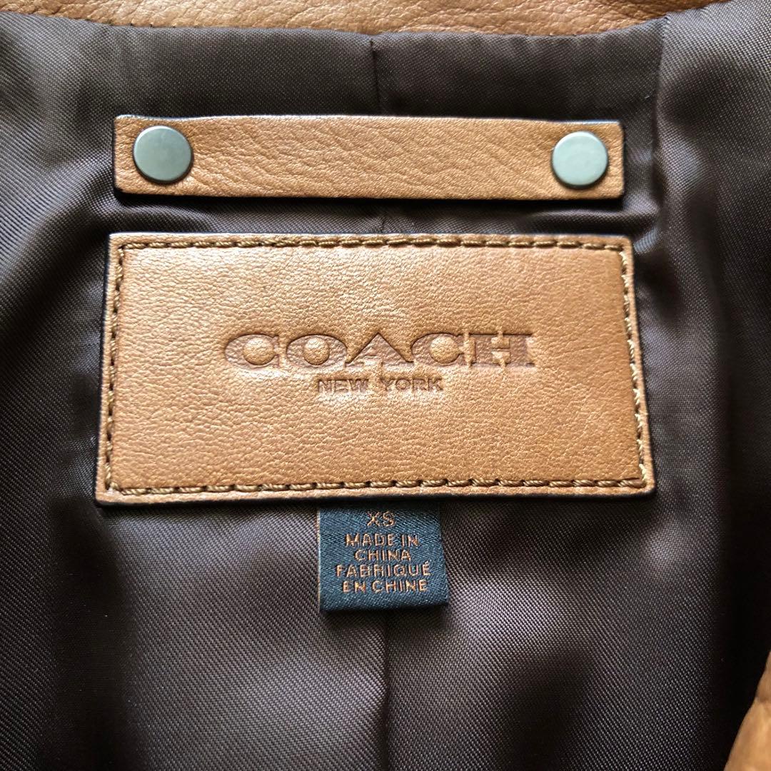 【良品】COACH コーチ レザージャケット キャメル シングル 牛革 XS
